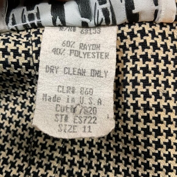 Rampage Skirt Y2K Womens 11 Houndstooth Preppy Black Tan‎ Academia Made USA VTG - Picture 4 of 11